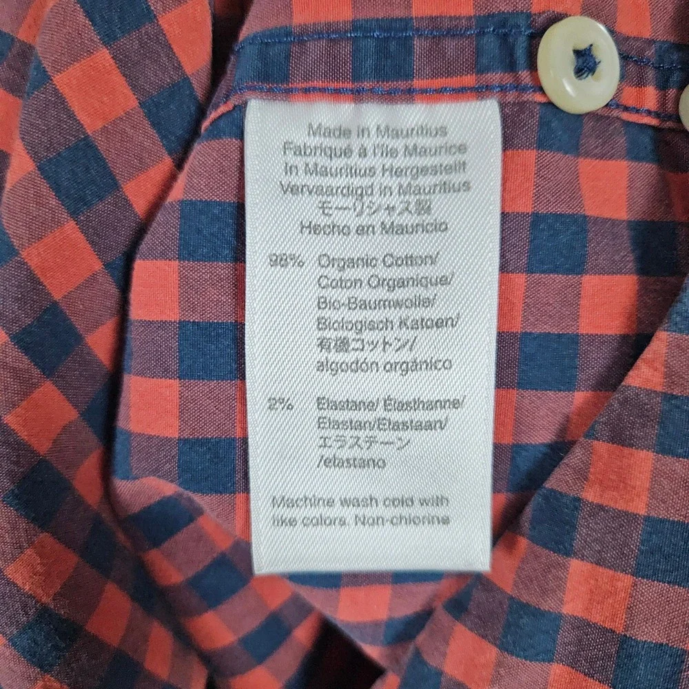 J Crew Men's Blue & Red Checks Classic Shirt Size S Organic Cotton Blend Stretch